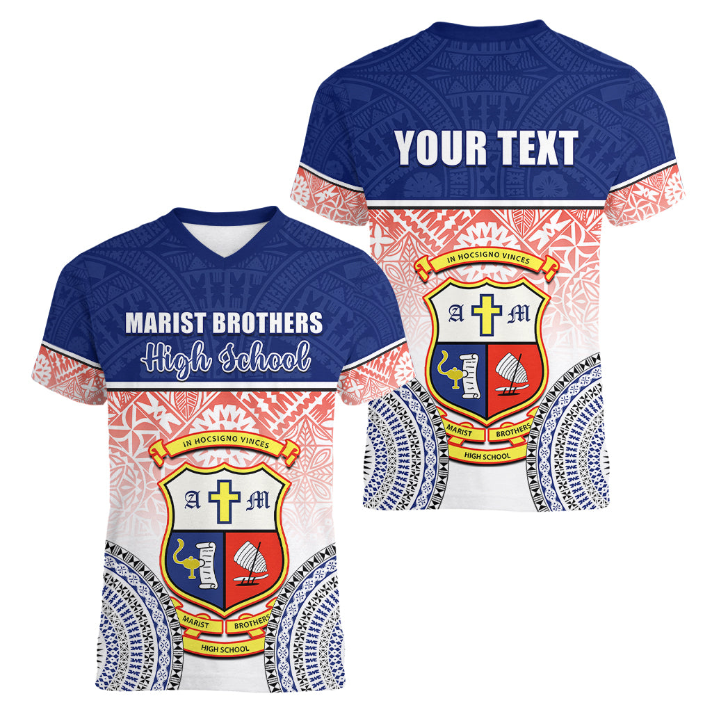 personalized-marist-brothers-high-school-women-v-neck-t-shirt-with-fijian-tapa-pattern