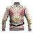 Hawaii Palaka Baseball Jacket Yellow Tribal Pattern With Tropical Flowers - Polynesian Pride