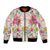 Hawaii Palaka Bomber Jacket Yellow Tribal Pattern With Tropical Flowers - Polynesian Pride