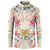 Hawaii Palaka Button Sweatshirt Yellow Tribal Pattern With Tropical Flowers - Polynesian Pride