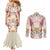 Hawaii Palaka Couples Matching Mermaid Dress and Long Sleeve Button Shirt Yellow Tribal Pattern With Tropical Flowers - Polynesian Pride
