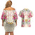 Hawaii Palaka Couples Matching Off Shoulder Short Dress and Hawaiian Shirt Yellow Tribal Pattern With Tropical Flowers - Polynesian Pride