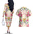 Hawaii Palaka Couples Matching Off The Shoulder Long Sleeve Dress and Hawaiian Shirt Yellow Tribal Pattern With Tropical Flowers - Polynesian Pride