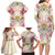 Hawaii Palaka Family Matching Long Sleeve Bodycon Dress and Hawaiian Shirt Yellow Tribal Pattern With Tropical Flowers - Polynesian Pride