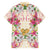 Hawaii Palaka Family Matching Off Shoulder Short Dress and Hawaiian Shirt Yellow Tribal Pattern With Tropical Flowers - Polynesian Pride