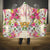 Hawaii Palaka Hooded Blanket Yellow Tribal Pattern With Tropical Flowers - Polynesian Pride