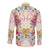 Hawaii Palaka Long Sleeve Button Shirt Yellow Tribal Pattern With Tropical Flowers - Polynesian Pride