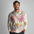 Hawaii Palaka Long Sleeve Polo Shirt Yellow Tribal Pattern With Tropical Flowers - Polynesian Pride