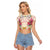 Hawaii Palaka Raglan Cropped T Shirt Yellow Tribal Pattern With Tropical Flowers - Polynesian Pride