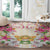 Hawaii Palaka Round Carpet Yellow Tribal Pattern With Tropical Flowers - Polynesian Pride