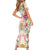 Hawaii Palaka Short Sleeve Bodycon Dress Yellow Tribal Pattern With Tropical Flowers - Polynesian Pride