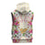 Hawaii Palaka Sleeveless Hoodie Yellow Tribal Pattern With Tropical Flowers - Polynesian Pride