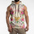 Hawaii Palaka Sleeveless Hoodie Yellow Tribal Pattern With Tropical Flowers - Polynesian Pride