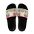 Hawaii Palaka Slide Sandals Yellow Tribal Pattern With Tropical Flowers - Polynesian Pride