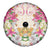 Hawaii Palaka Spare Tire Cover Yellow Tribal Pattern With Tropical Flowers - Polynesian Pride