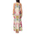 Hawaii Palaka Tank Maxi Dress Yellow Tribal Pattern With Tropical Flowers - Polynesian Pride