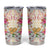 Hawaii Palaka Tumbler Cup Yellow Tribal Pattern With Tropical Flowers - Polynesian Pride