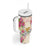 Hawaii Palaka Tumbler With Handle Yellow Tribal Pattern With Tropical Flowers - Polynesian Pride
