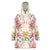 Hawaii Palaka Wearable Blanket Hoodie Yellow Tribal Pattern With Tropical Flowers - Polynesian Pride