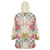 Hawaii Palaka Wearable Blanket Hoodie Yellow Tribal Pattern With Tropical Flowers - Polynesian Pride