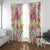 Hawaii Palaka Window Curtain Yellow Tribal Pattern With Tropical Flowers - Polynesian Pride