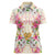 Hawaii Palaka Women Polo Shirt Yellow Tribal Pattern With Tropical Flowers - Polynesian Pride