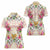 Hawaii Palaka Women Polo Shirt Yellow Tribal Pattern With Tropical Flowers - Polynesian Pride