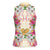 Hawaii Palaka Women Sleeveless Polo Shirt Yellow Tribal Pattern With Tropical Flowers - Polynesian Pride