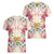 Hawaii Palaka Women V-Neck T-Shirt Yellow Tribal Pattern With Tropical Flowers - Polynesian Pride