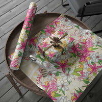 Hawaii Palaka Wrapping Paper Yellow Tribal Pattern With Tropical Flowers - Polynesian Pride