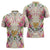 Hawaii Palaka Zipper Polo Shirt Yellow Tribal Pattern With Tropical Flowers - Polynesian Pride