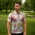 Hawaii Palaka Zipper Polo Shirt Yellow Tribal Pattern With Tropical Flowers - Polynesian Pride