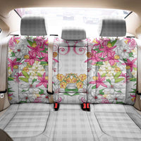 Hawaii Palaka Back Car Seat Cover White Tribal Pattern With Tropical Flowers - Polynesian Pride