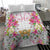 Hawaii Palaka Bedding Set White Tribal Pattern With Tropical Flowers - Polynesian Pride