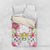 Hawaii Palaka Bedding Set White Tribal Pattern With Tropical Flowers - Polynesian Pride