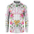 Hawaii Palaka Button Sweatshirt White Tribal Pattern With Tropical Flowers - Polynesian Pride
