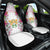 Hawaii Palaka Car Seat Cover White Tribal Pattern With Tropical Flowers - Polynesian Pride