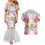 Hawaii Palaka Couples Matching Mermaid Dress and Hawaiian Shirt White Tribal Pattern With Tropical Flowers - Polynesian Pride
