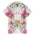 Hawaii Palaka Family Matching Long Sleeve Bodycon Dress and Hawaiian Shirt White Tribal Pattern With Tropical Flowers - Polynesian Pride
