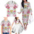 Hawaii Palaka Family Matching Off The Shoulder Long Sleeve Dress and Hawaiian Shirt White Tribal Pattern With Tropical Flowers - Polynesian Pride