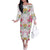 Hawaii Palaka Family Matching Off The Shoulder Long Sleeve Dress and Hawaiian Shirt White Tribal Pattern With Tropical Flowers - Polynesian Pride