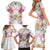 Hawaii Palaka Family Matching Short Sleeve Bodycon Dress and Hawaiian Shirt White Tribal Pattern With Tropical Flowers - Polynesian Pride