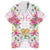 Hawaii Palaka Family Matching Short Sleeve Bodycon Dress and Hawaiian Shirt White Tribal Pattern With Tropical Flowers - Polynesian Pride