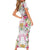 Hawaii Palaka Family Matching Short Sleeve Bodycon Dress and Hawaiian Shirt White Tribal Pattern With Tropical Flowers - Polynesian Pride