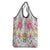 Hawaii Palaka Grocery Bag White Tribal Pattern With Tropical Flowers - Polynesian Pride