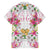 Hawaii Palaka Hawaiian Shirt White Tribal Pattern With Tropical Flowers - Polynesian Pride