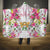 Hawaii Palaka Hooded Blanket White Tribal Pattern With Tropical Flowers - Polynesian Pride