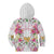 Hawaii Palaka Kid Hoodie White Tribal Pattern With Tropical Flowers - Polynesian Pride