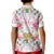 Hawaii Palaka Kid Polo Shirt White Tribal Pattern With Tropical Flowers - Polynesian Pride