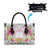 Hawaii Palaka Leather Bag White Tribal Pattern With Tropical Flowers - Polynesian Pride